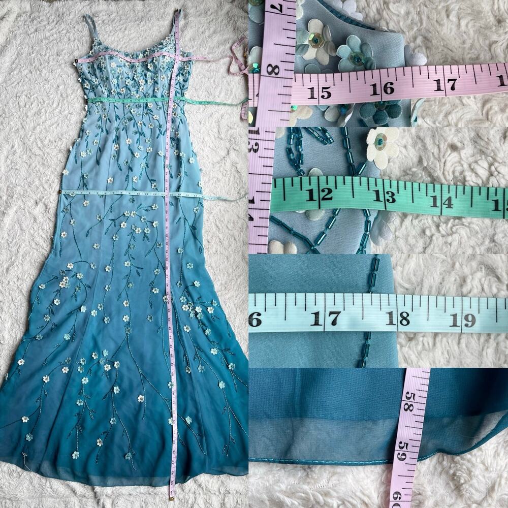 SOLD Alyce Designs vintage prom dress beaded floral sequin maxi gown long formal - Picture 5 of 17